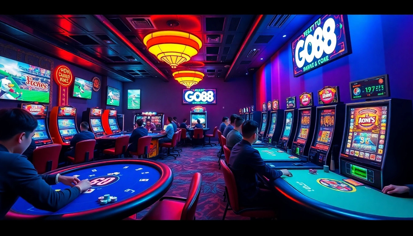 Engaging gaming scene at dittytalk.com showcasing players enjoying poker, slots, and sports betting.