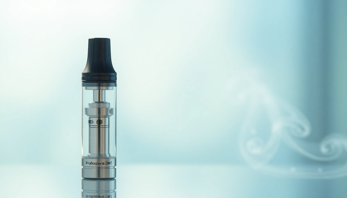 Buy DMT online with this sleek vape cartridge showcasing modern design and tranquil colors.