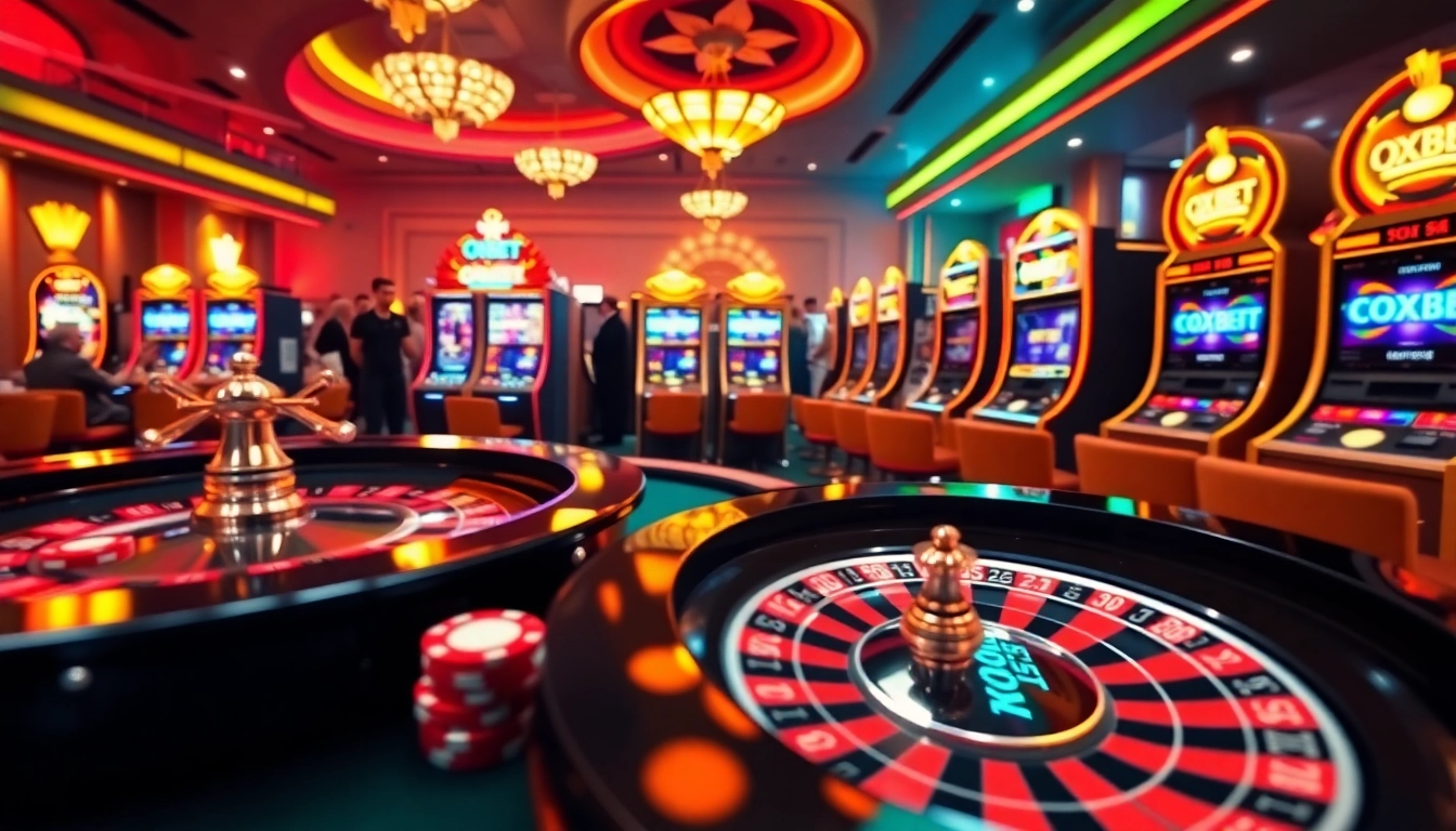Experience the thrill of winning at OXBET's vibrant casino gaming scene with roulette and slot machines.