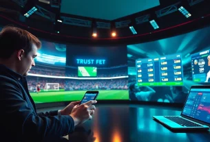 Exciting betting scene showcasing 8xbet.com.se with dynamic sports visuals and betting technology.