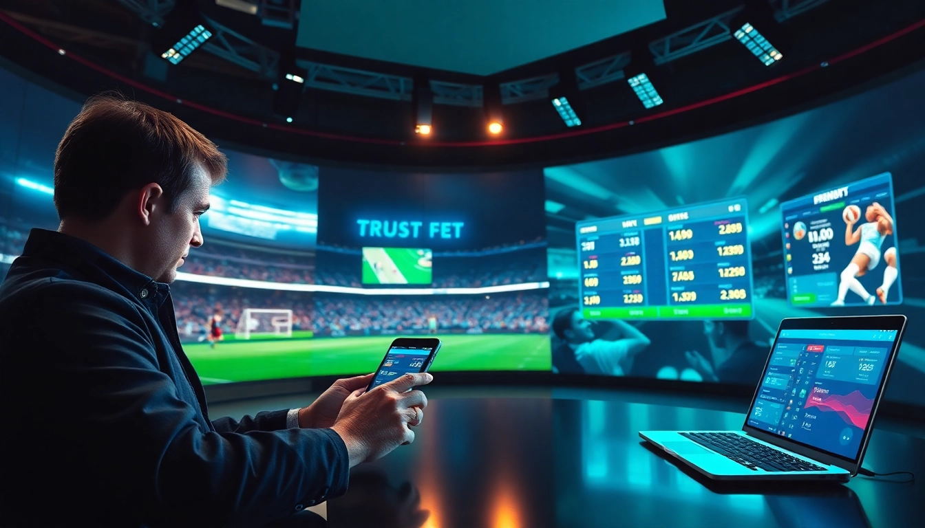 Exciting betting scene showcasing 8xbet.com.se with dynamic sports visuals and betting technology.