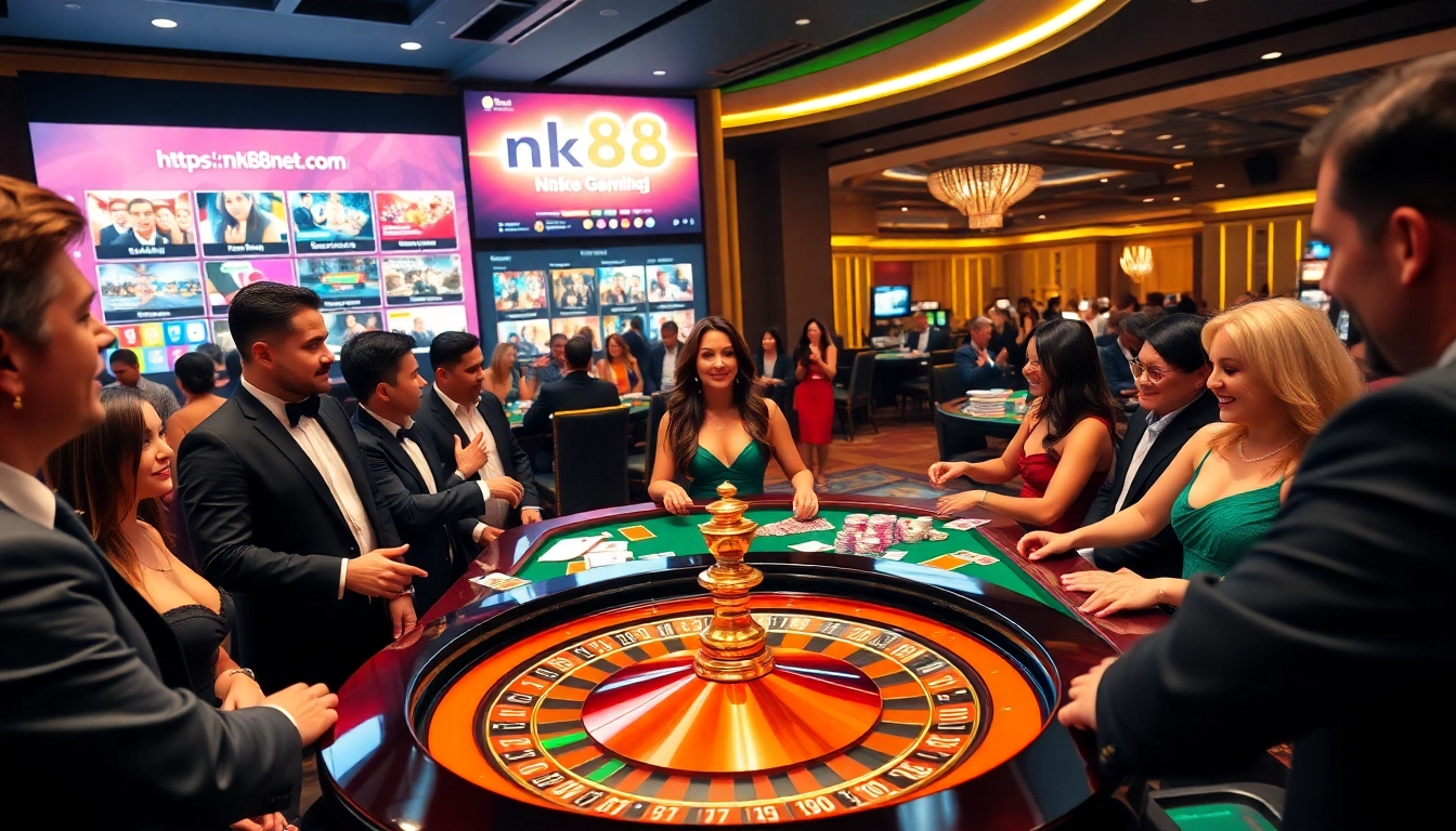 Players enjoying a thrilling casino experience at https://nk88net.com/, engaging in roulette and betting excitement.
