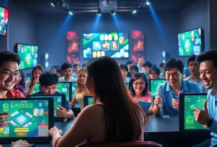 Interactive scene from gamebaidoithuong.com.vc showcasing popular online card games.