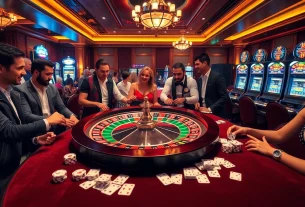 Experienced gamblers engaging in high-stakes fun79 gameplay at an upscale casino.