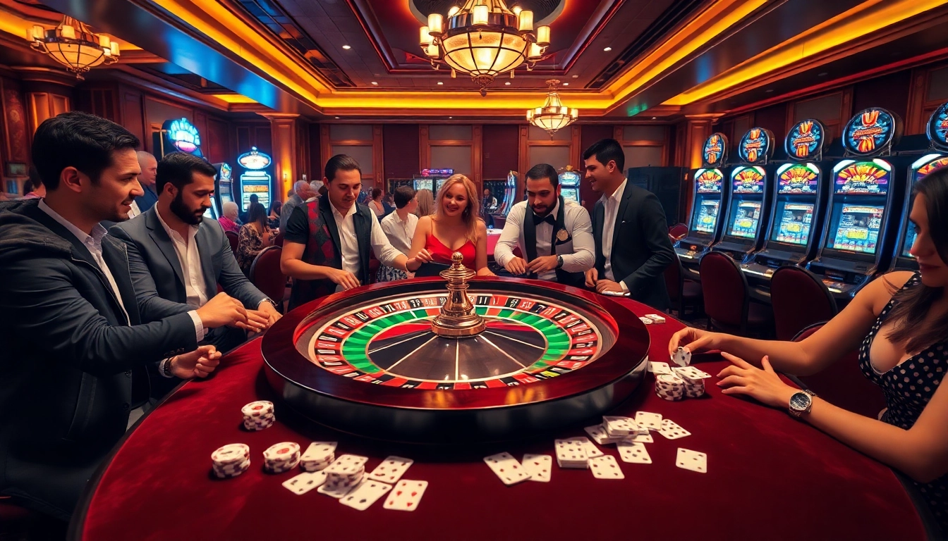 Experienced gamblers engaging in high-stakes fun79 gameplay at an upscale casino.